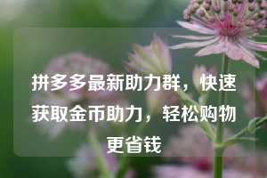 拼多多最新助力群，快速获取金币助力，轻松购物更省钱  第1张